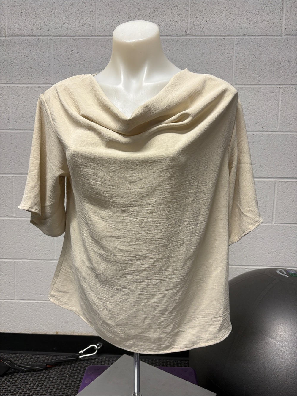 Women's Draped Cowl Neck Blouse in Cream